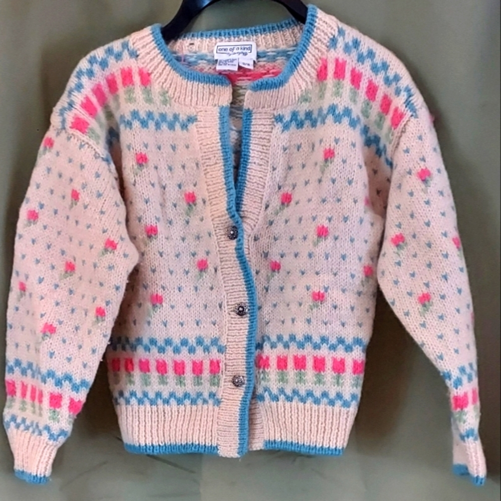 Vintage Cottagecore 100% Wool Button-up Sweater